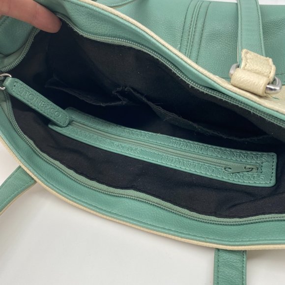 Stone & Co. Donna Mint and Cream Leather Tote Bag - Picture 3 of 8